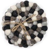 KDMD Multi Grey Felt Ball Round Coasters - Set of 4, Stylish & Durable