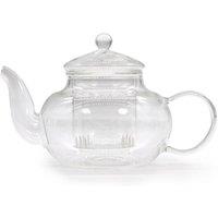 KDMD Round Pearl Glass Infuser Teapot 400ml - Easy Brew & Gift Box in Clear