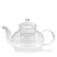 KDMD Round Pearl Glass Infuser Teapot 800ml - Elegant & Easy Brewing in Clear