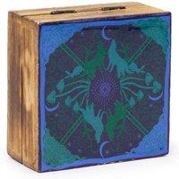 KDMD Hop Hare Small Enameled Square Box - Wolf & Moon in Blue