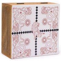 KDMD Hop Hare Big Enameled Square Box with Lion & Snakes Design in White