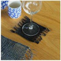 KDMD Set of 4 Black Seagrass Fringe Coasters - & Handcrafted