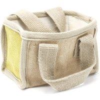 KDMD Jute & Cotton Mini Shopping Basket - Green, 16x10x12cm in Olive | Size: 16 x 10 x 12 cm