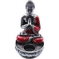 KDMD Red Bali Hand-Painted Buddha Candle Holder - Namaskara Mudra Decor