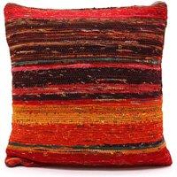 KDMD Rich Reds Rag Rug Cushion Covers - Handmade Vibrant Home Decor in Red