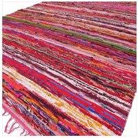 KDMD Red Luxury Rag Rug 150x90cm - Cozy, Vibrant Home Decor | Size: Medium