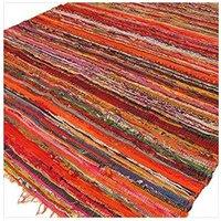 KDMD Luxury Orange Rag Rug 152x90cm - Soft, Vibrant Home Accent | Size: Medium