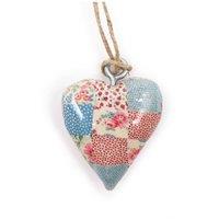 KDMD Cheque Blue & Red Small Wooden Heart Decor for Shelves & Rooms