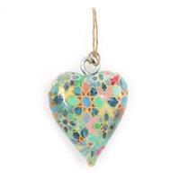 KDMD Small Decor Wood Heart - Mediterranean Tile Pattern
