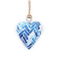 KDMD Blue Stripes Small Wooden Heart Decor - Stylish Mantel & Shelf Accent