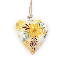 KDMD Large Yellow Floral Wooden Heart Decor - Brighten Your Space