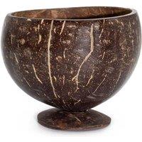 KDMD Natural Coconut Bowl with Wooden Stand - Handmade, Decorative, 9x10cm in Chocolate | Size: 9x10 cm