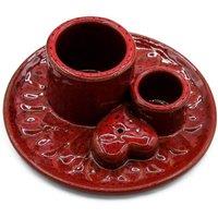 KDMD Palo Santo Stick & Smudge Holder - Mandala - Red with Heart Gloss