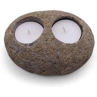 KDMD Natural Riverstone Candle Holder - Double Nightlight in Brown