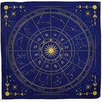 KDMD Zodiac Tarot Reading Cloth - Mystical 75x75cm Polyester Tarot Mat in Blue | Size: 75x75 cm