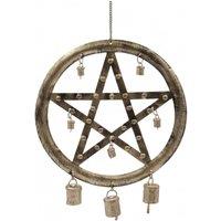 KDMD Indian Chimes - Pentagon with Cow Bells - 25x49cm in Brown | Size: 25x49 cm