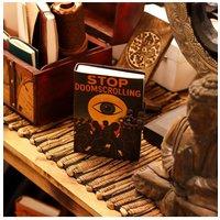 KDMD Leather Printed Notebook - Stop Doomscrolling, Mindfulness Journal in Black