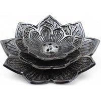 KDMD Tri-Flower Lotus Incense Holder for Meditation & Home Decor in Silver