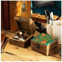 KDMD Mi Pequeo Mundo Enamelled Mango Wood Box for Keepsakes in Brown