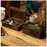 KDMD Stay Wild Moon Child Enamelled Mango Wood Box - Handmade Storage in Brown
