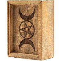 KDMD Elegant Mango Wood Tarot Box with Card Holder & Display in Brown