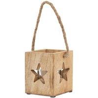 KDMD Natural Wooden Star Tealight Candle Holder - Rustic Boho Decor in Brown