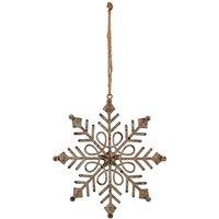 KDMD Rustic Hanging Gem Snowflake Decoration in Light Brown