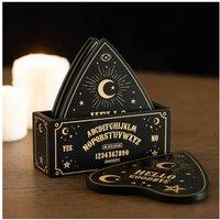 KDMD Black Talking Board Planchette Coaster Set - Celestial Gold Design
