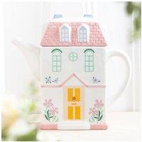 KDMD Pastel House Shaped Ceramic Teapot - 1300ml, Decorative & Functional
