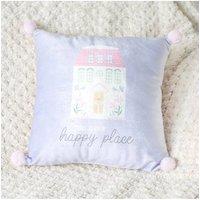 KDMD Happy Place Square Cushion - Pastel Blue & Pink Home Decor in Light Blue
