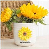 KDMD Hello Sunshine 3D Sunflower Ceramic Plant Pot in White