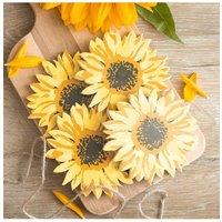 KDMD Sunflower Coaster Set - 4 Bright, Rustic MDF Protectors in Yellow