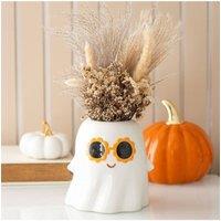 KDMD Groovy Ghost Vase -60s Style Ceramic Halloween & Autumn Decor (1200ml) in White