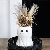 KDMD Sweet Ghost Flower Vase - Ceramic Halloween & Autumn Decor in White
