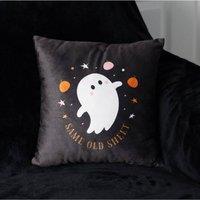 KDMD Spooky Ghost Cushion - "Same Old Sheet" Square Halloween Decor & Gift in Black