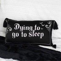 KDMD Dying to Sleep Satin Cushion - Gothic Girly Bed & Sofa Decor in Black