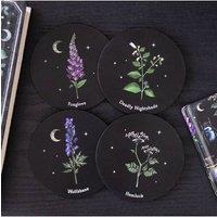 KDMD Poisonous Plants Coaster Set - Unique Nature-Inspired Drink Protectors in Black