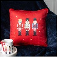 KDMD Square Nutcracker Cushion - Festive Christmas Home Decor in Red