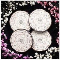 KDMD Wheel of the Year Coaster Set - Rustic Seasonal Surface Protectors in Brown