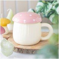 KDMD Pink Mushroom Ceramic Mug - 350ml, Woodland Toadstool Design