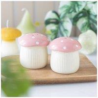 KDMD Pink Mushroom Salt & Pepper Shakers - Cute Ceramic Table Decor