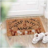 KDMD Woodland Mushroom Doormat - Step Into Magic Indoor Welcome Rug in Brown | Size: Medium