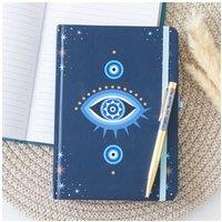 KDMD All Seeing Eye A5 Notebook with Crystal Chip Pen -Mystical Star Design in Blue