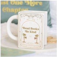 KDMD Read Books Be Kind Mug - 450ml White Book-Shaped Ceramic Mug
