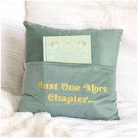 KDMD Just One More Chapter Cushion with Book Pocket - Cozy Reading Decor in Light Green