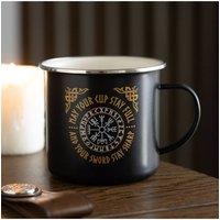 KDMD Viking Compass Enamel Mug - 550ml, Durable Metal, Adventure Ready in Black
