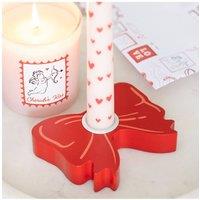 KDMD Red Bow Taper Candle Holder - Elegant Love-Themed Table Decor
