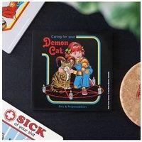 KDMD Demon Cat Coaster by Steven Rhodes - Protect Surfaces in Style in Black