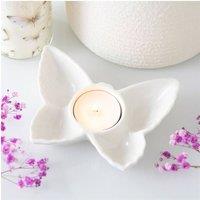 KDMD White Butterfly Ceramic Tealight Candle Holder for Home Decor