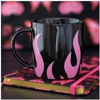 KDMD Pink Flame Mug - Bold Black Ceramic Coffee Cup, 320ml Gift